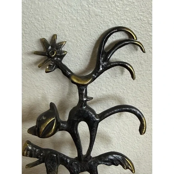 Vintage MCM Walter Bosse Ebonized Brass Key Holder Bremen‎ Town Musicians